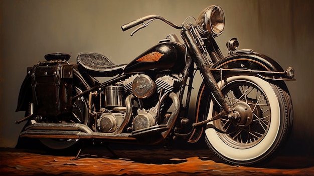 Pittura a olio di Harley Davidson Bike Design classica