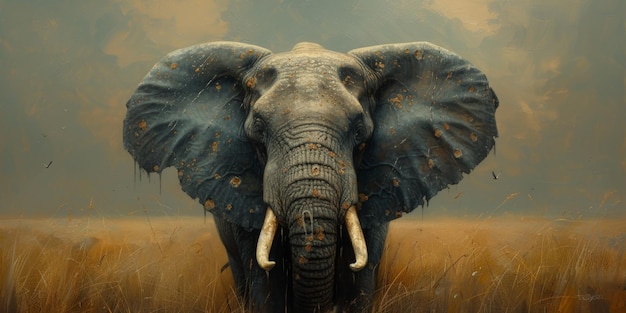 Pittura a olio di un artista elefante collezione di dipinti di animali per decorazione e interni