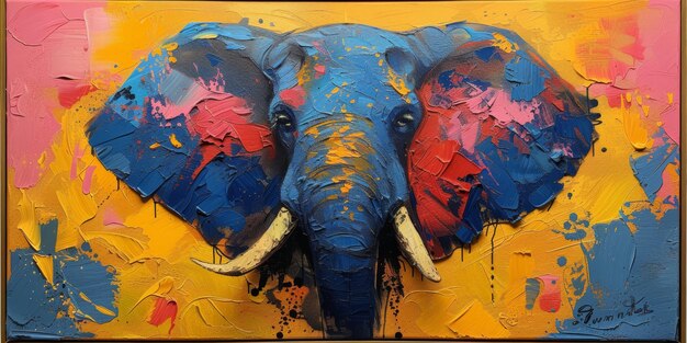 Pittura a olio di un artista elefante collezione di dipinti di animali per decorazione e interni