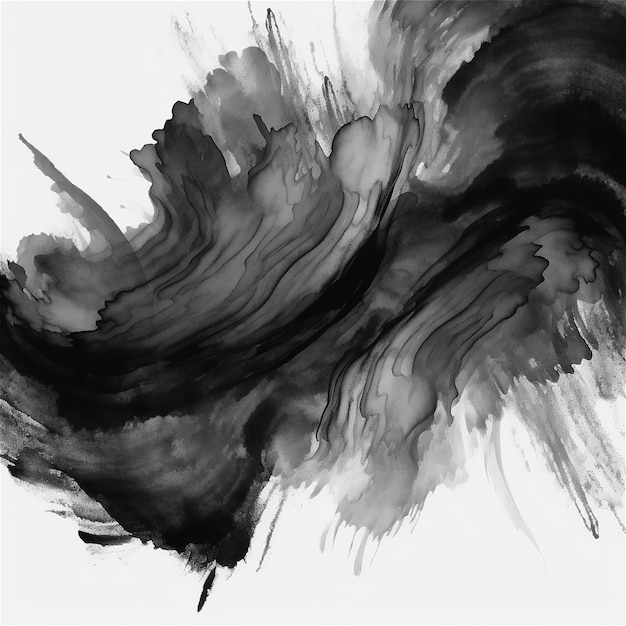 Pittura ad acqua nera su sfondo bianco