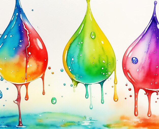 Pittura ad acquerello a gocce d'acqua multicolore naturale su carta immagine carta da parati HD