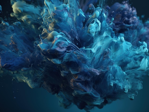Pittura ad acquerello blu sullo sfondo dell'acqua creata con la tecnologia Generative AI