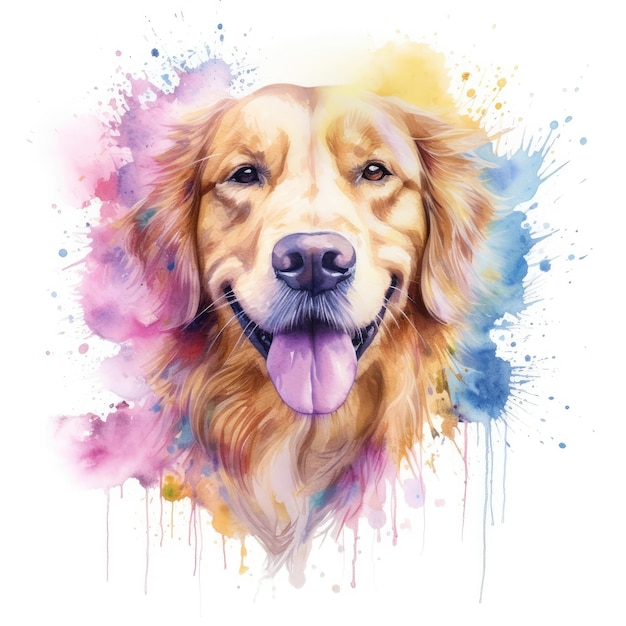 Pittura ad acquerello del cane golden retriever