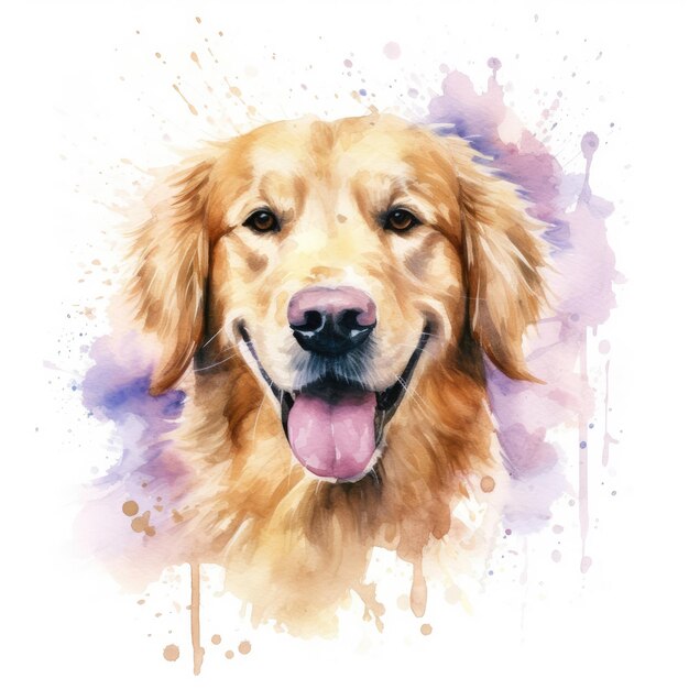 Pittura ad acquerello del cane golden retriever