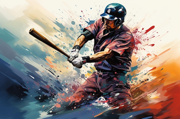 pittura ad acquerello del giocatore di baseball