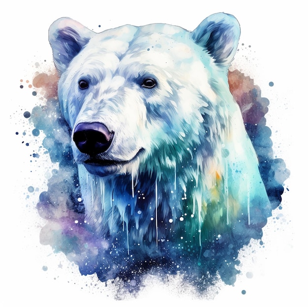 pittura ad acquerello dell'orso polare