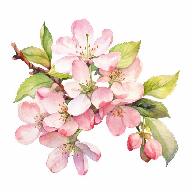 Pittura ad acquerello di Apple Blossom