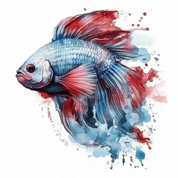 Pittura ad acquerello di bellissimi pesci betta