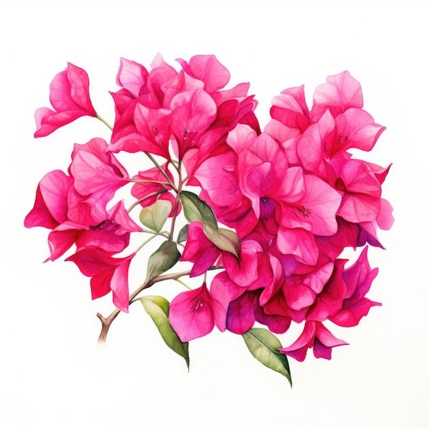 Pittura ad acquerello di bougainvillea su sfondo bianco