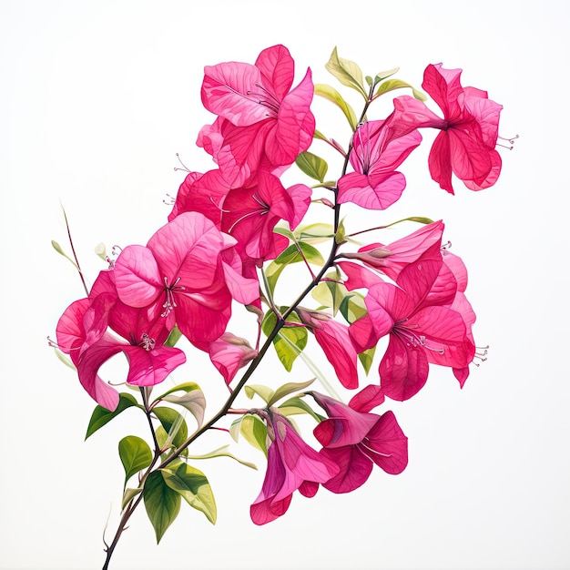 Pittura ad acquerello di bougainvillea su sfondo bianco