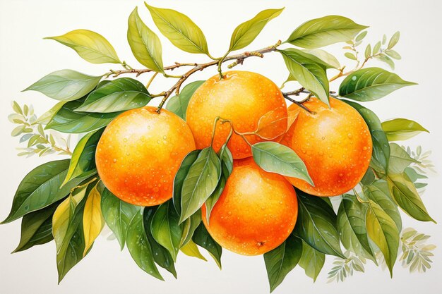 Pittura ad acquerello di frutta di mandarino