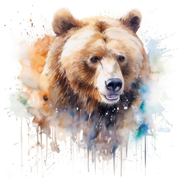 Pittura ad acquerello di orso bruno