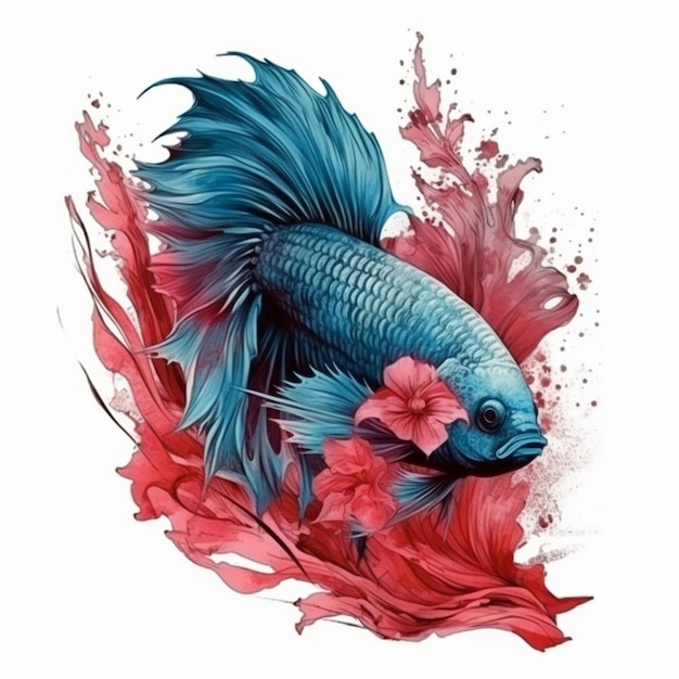 Pittura ad acquerello di pesce betta