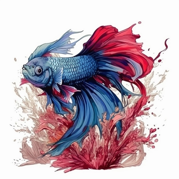 Pittura ad acquerello di pesce betta