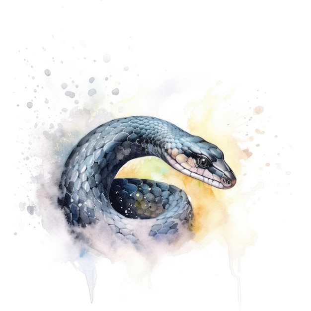 Pittura ad acquerello di serpente corridore nero