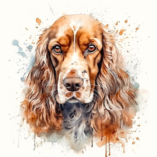 Pittura ad acquerello di un cane cocker spaniel