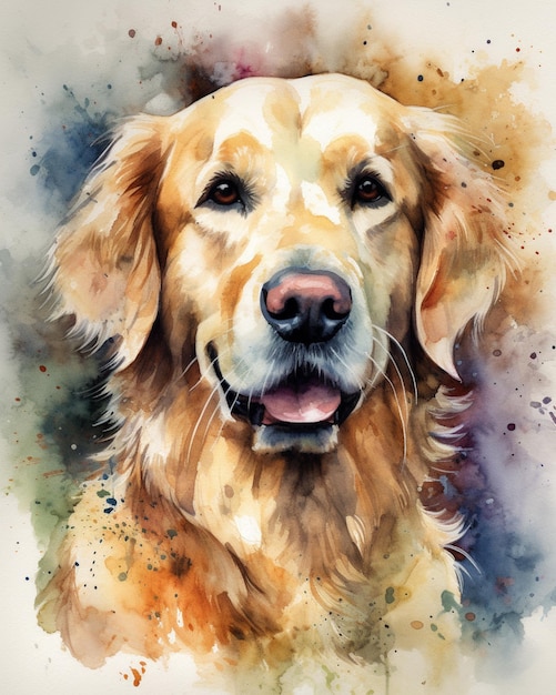 Pittura ad acquerello di un cane golden retriever