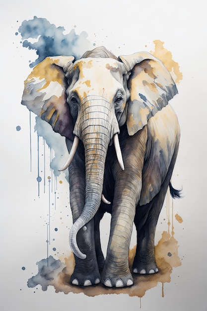 Pittura ad acquerello di un elefante