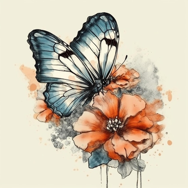 Pittura ad acquerello di una farfalla speciale