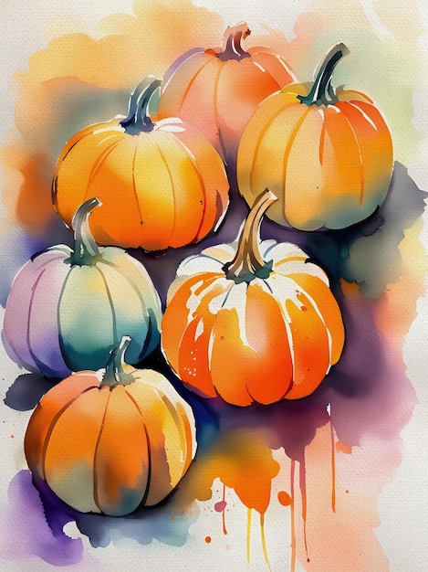 Pittura ad acquerello di zucca