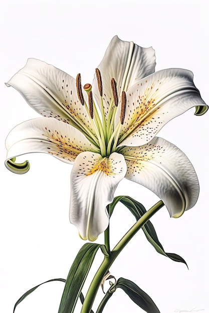 Pittura ad acquerello in stile vintage di un fiore di lilium AI generativa
