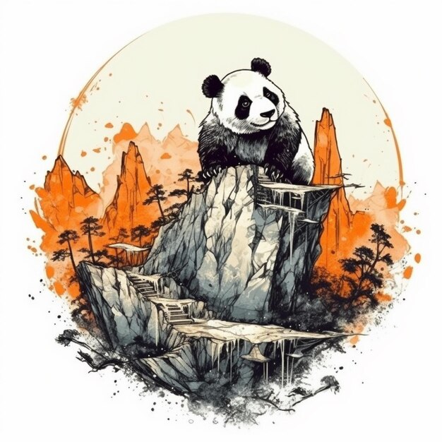Pittura ad acquerello su panda carino