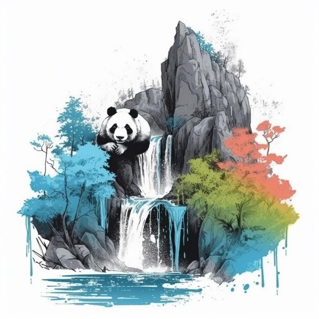 Pittura ad acquerello su panda carino