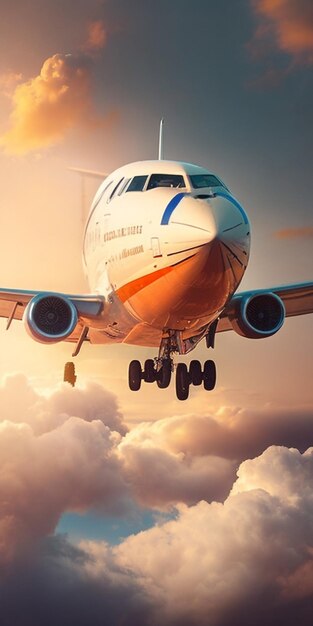 Pittura ad olio immagine artistica di un aereo che atterra sulla spiaggia