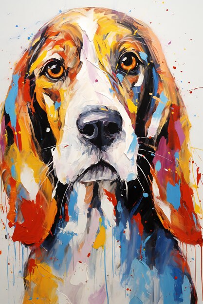 Pittura artistica di un ritratto di un basset hound