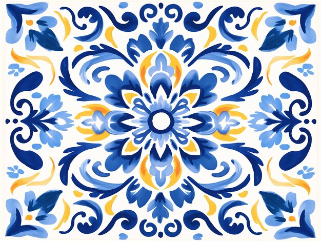 Pittura astratta azulejo acquerello blu marina