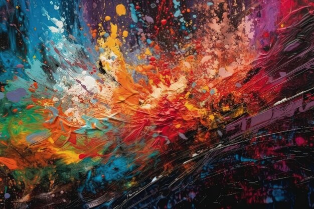 Pittura astratta colorata con forme e trame dinamiche create con la tecnologia Generative AI