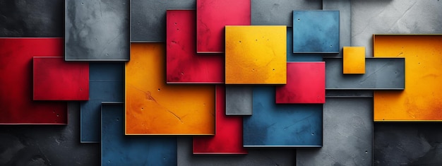 Pittura astratta colorata di quadrati e rettangoli