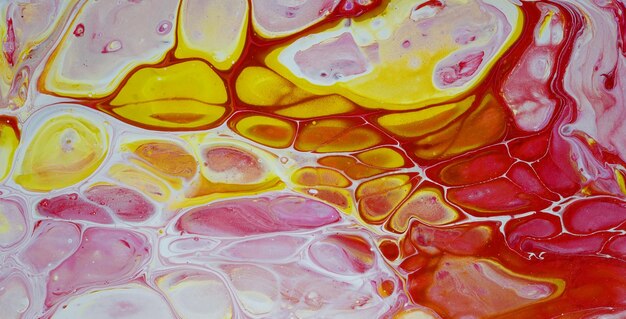 pittura astratta colorata, stile arte liquida dipinta con olio