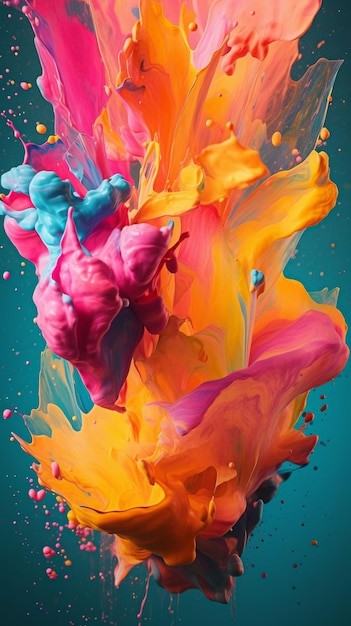 Pittura astratta colori colorati spruzzo bella consistenza liquida sfondo AI generativa