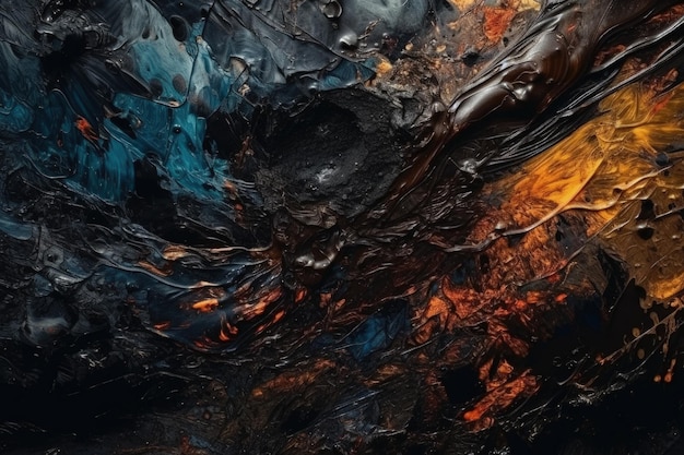 Pittura astratta con combinazione di colori nero e giallo creata con la tecnologia Generative AI