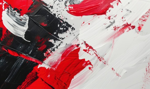 Pittura astratta con pennellate rosse, bianche e nere