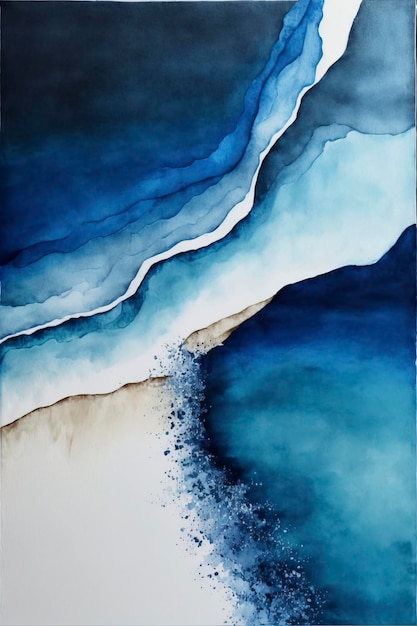 Pittura astratta dell'acquerello, blu Atlantico