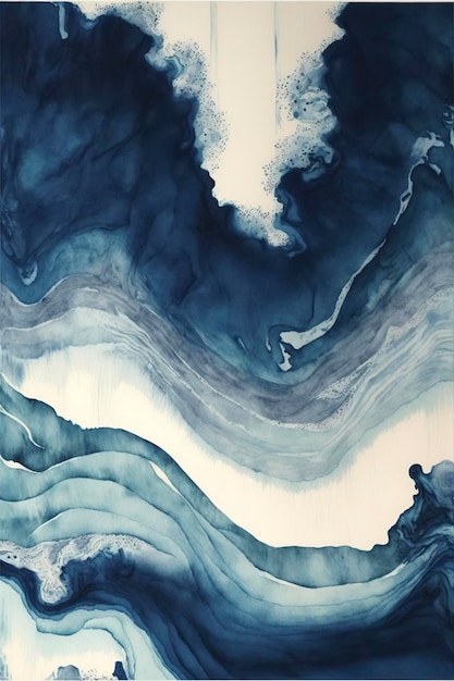 Pittura astratta dell'acquerello, blu Atlantico