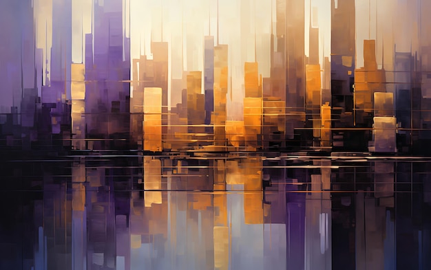pittura astratta dello skyline della città