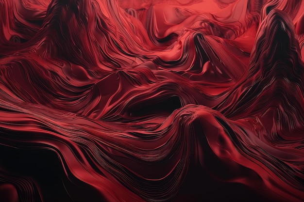 Pittura astratta di paesaggio montano rosso e nero IA generativa