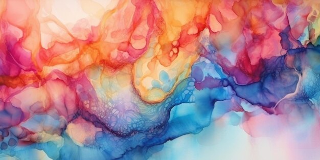 Pittura astratta di una pittura fluida colorata con uno sfondo bianco AI Generative