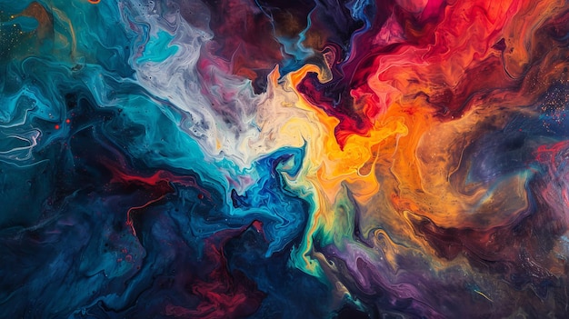 Pittura astratta vibrante con diversi colori e forme