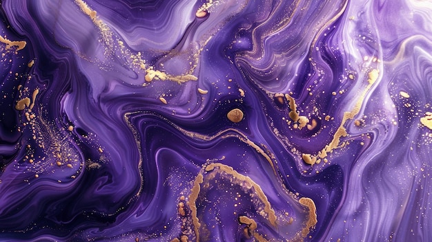 Pittura astratta viola e oro sfondo di marmo