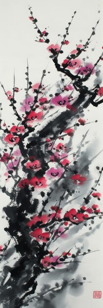 Pittura cinese di un ramo di fiori