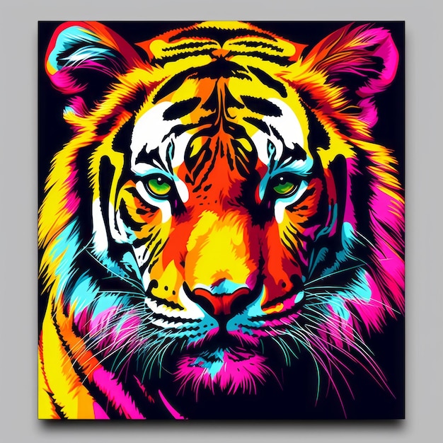Pittura colorata di tigri in stile pop art