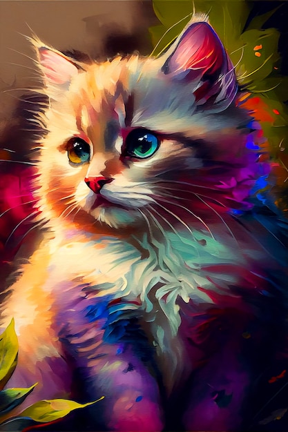 Pittura colorata di un gatto