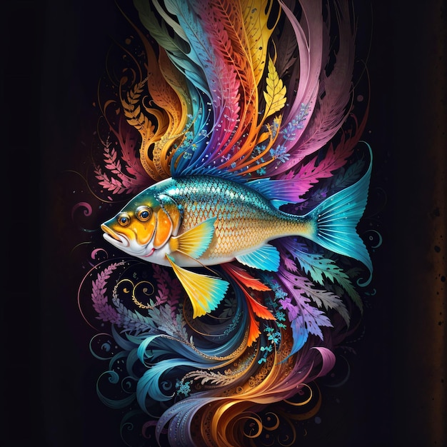 pittura colorata di un pesce