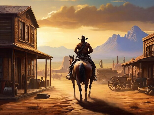 Pittura concettuale artistica di un bellissimo sfondo occidentale illustrazione 3D