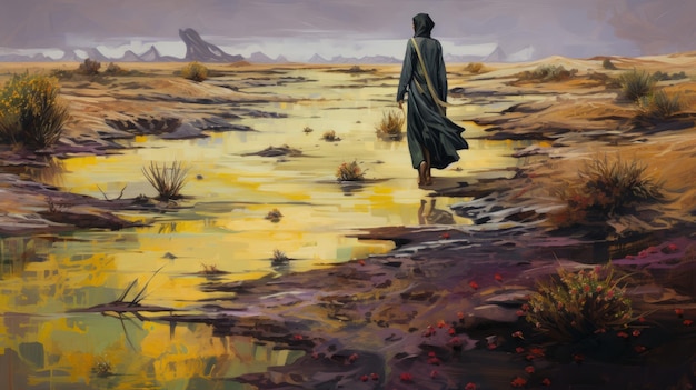 Pittura Contemporanea Viaggio di Margaret attraverso il deserto astratto