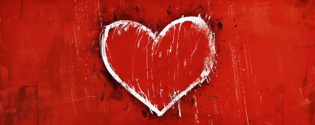 Pittura del cuore sulla parete rossa